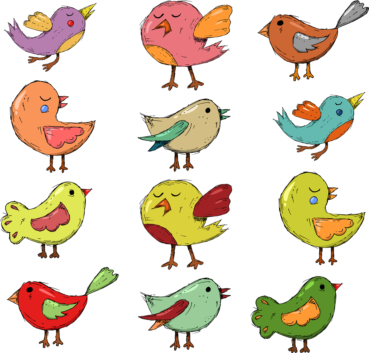 12 birds. Птицы мультяшные. Птички для детей. Птичка рисунок. Разноцветные птицы для детей.
