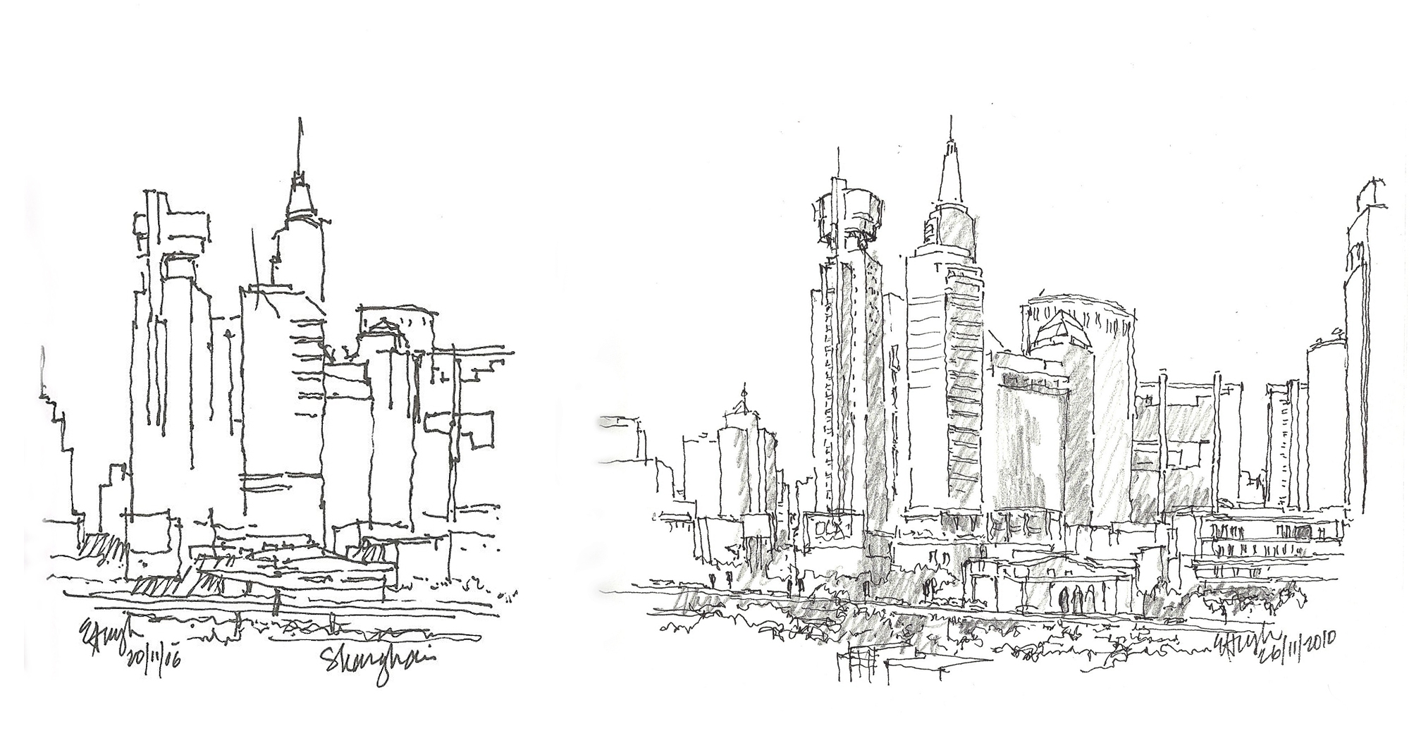Скетч города Шанхай