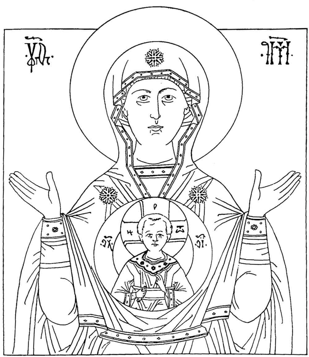 Икона Знамение Пресвятой Богородицы прорись