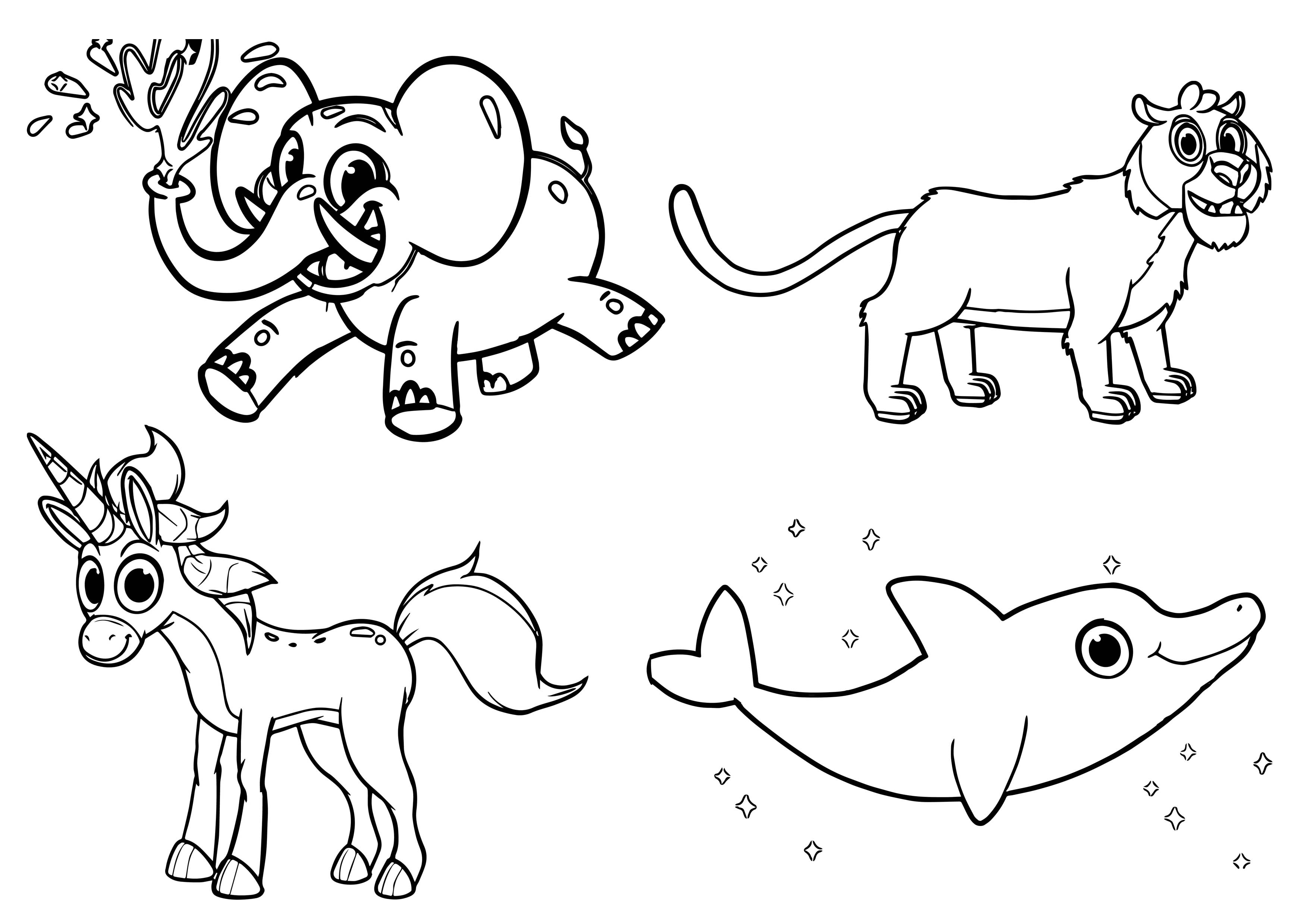 Рисунки животных для раскрашивания маленький Формат