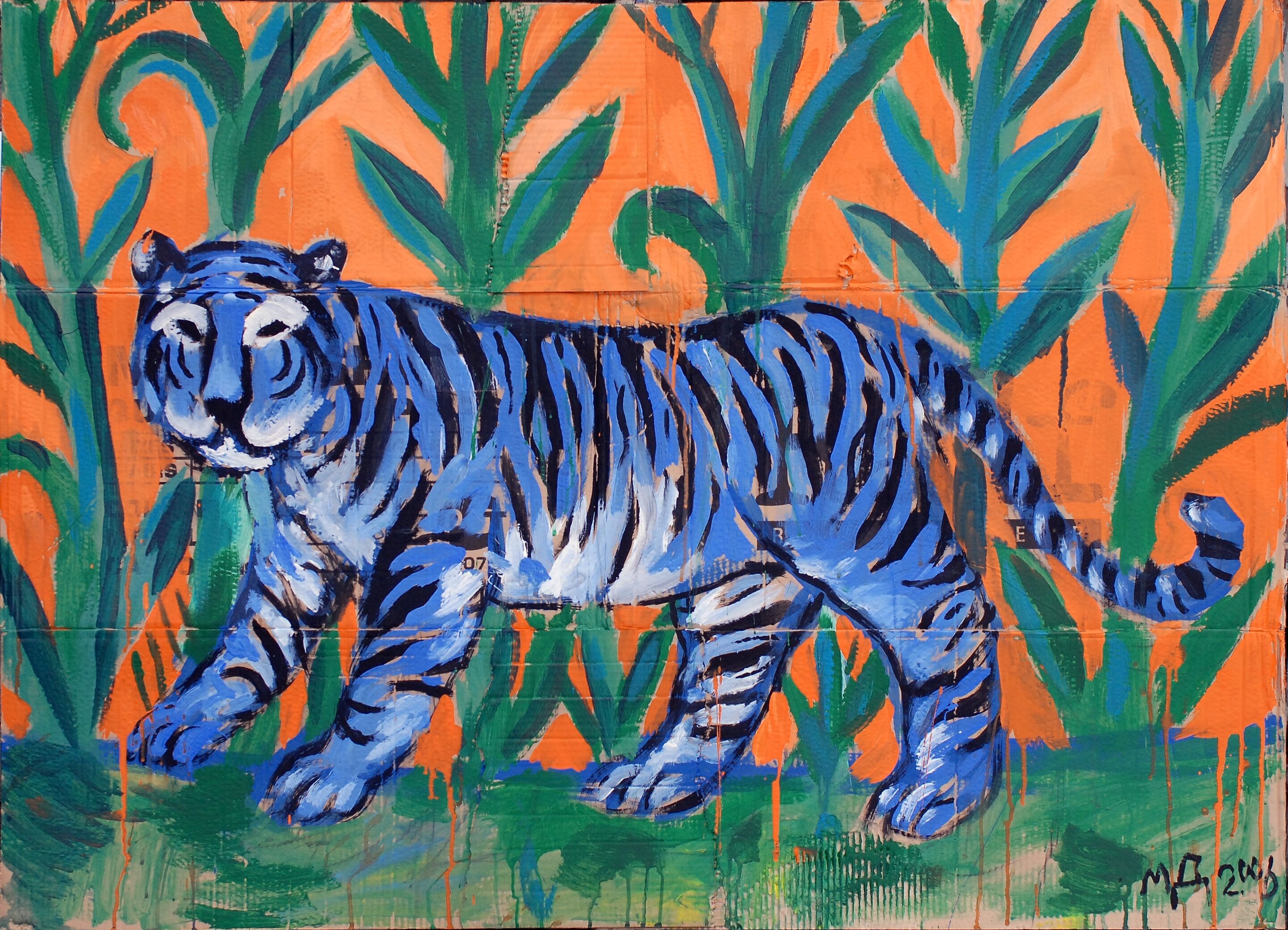 Голубой тигр рисунок