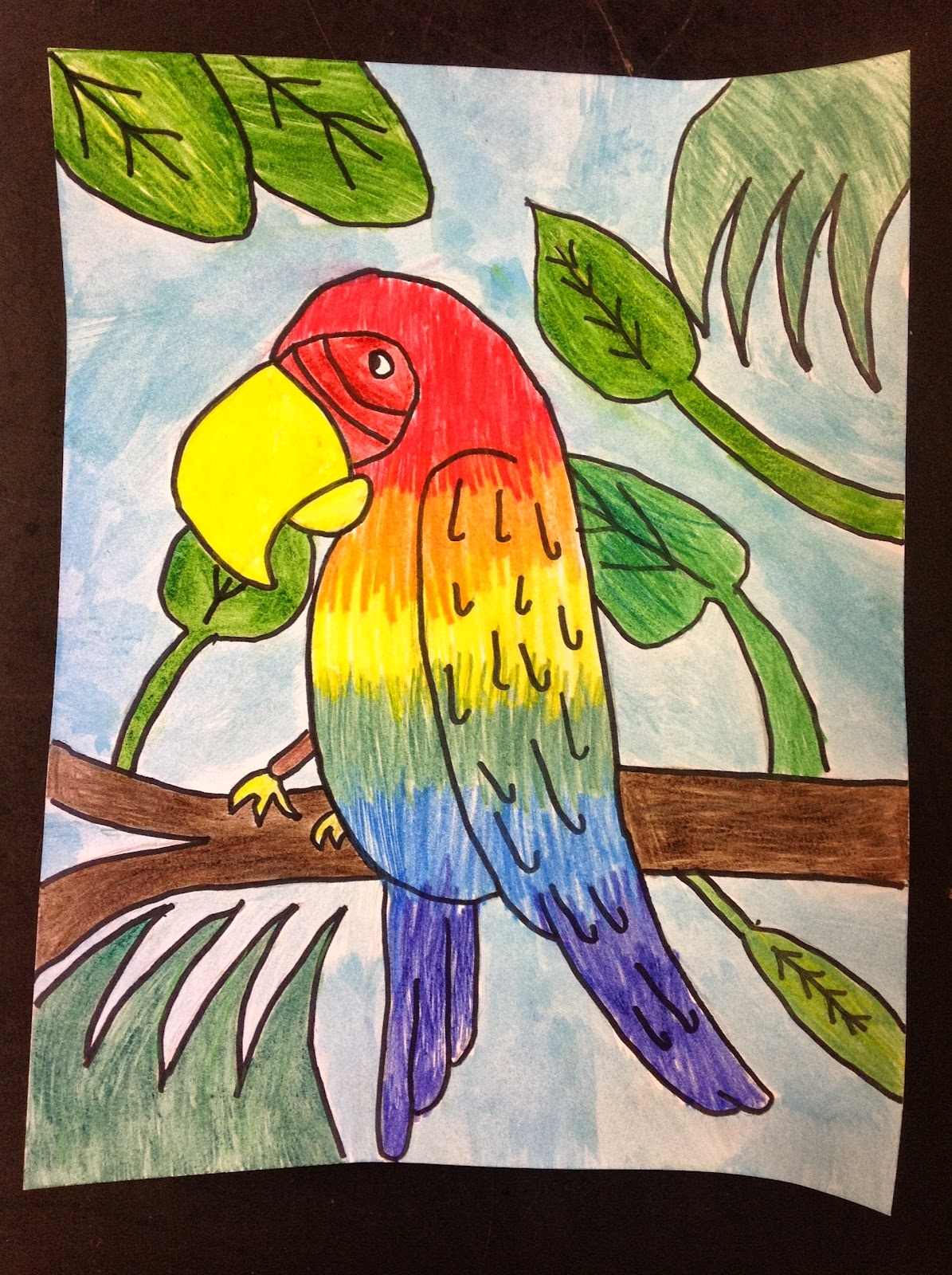 Рисуем попугая с детьми 6 лет