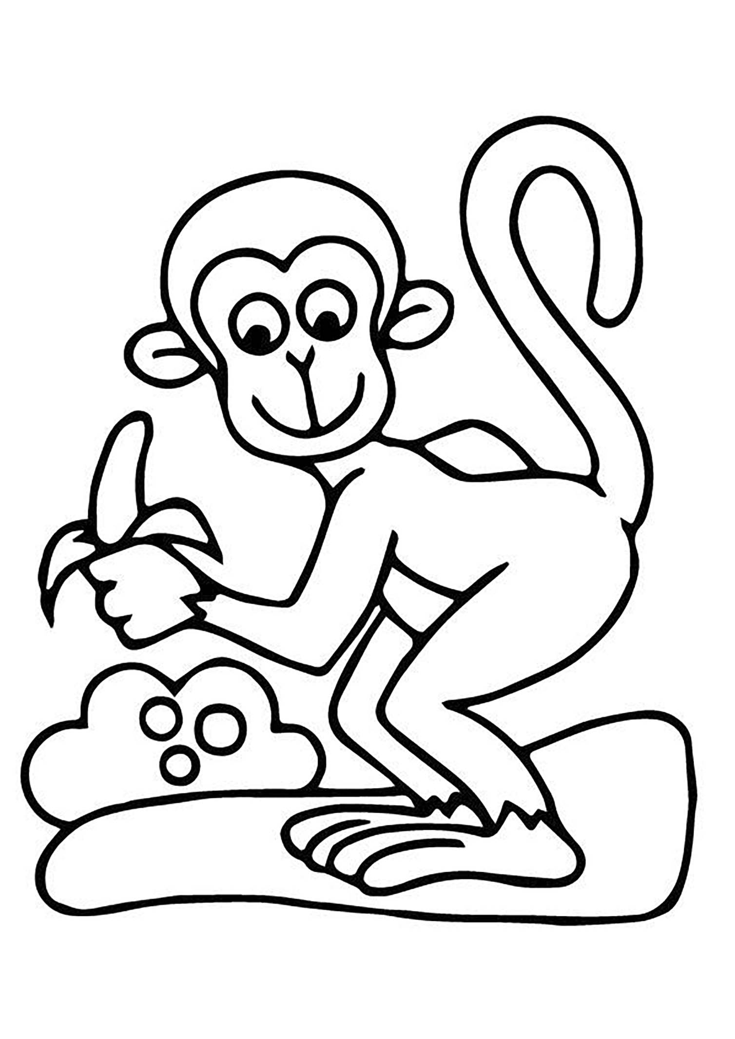 Раскраски обезьяна, Раскраска детские животные картинки обезьяны горилла обезьяна.