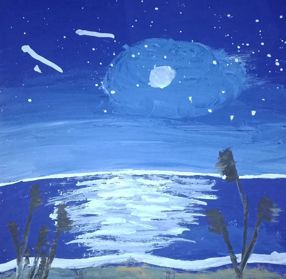 Нарисовать дом на луне 1 класс окружающий. Лунный пейзаж рисование. Рисование детям вечер. Лунный пейзаж детский. Лунный пейзаж детские рисунки.