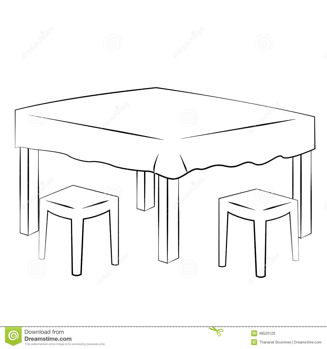 Раскраска стол со скатертью