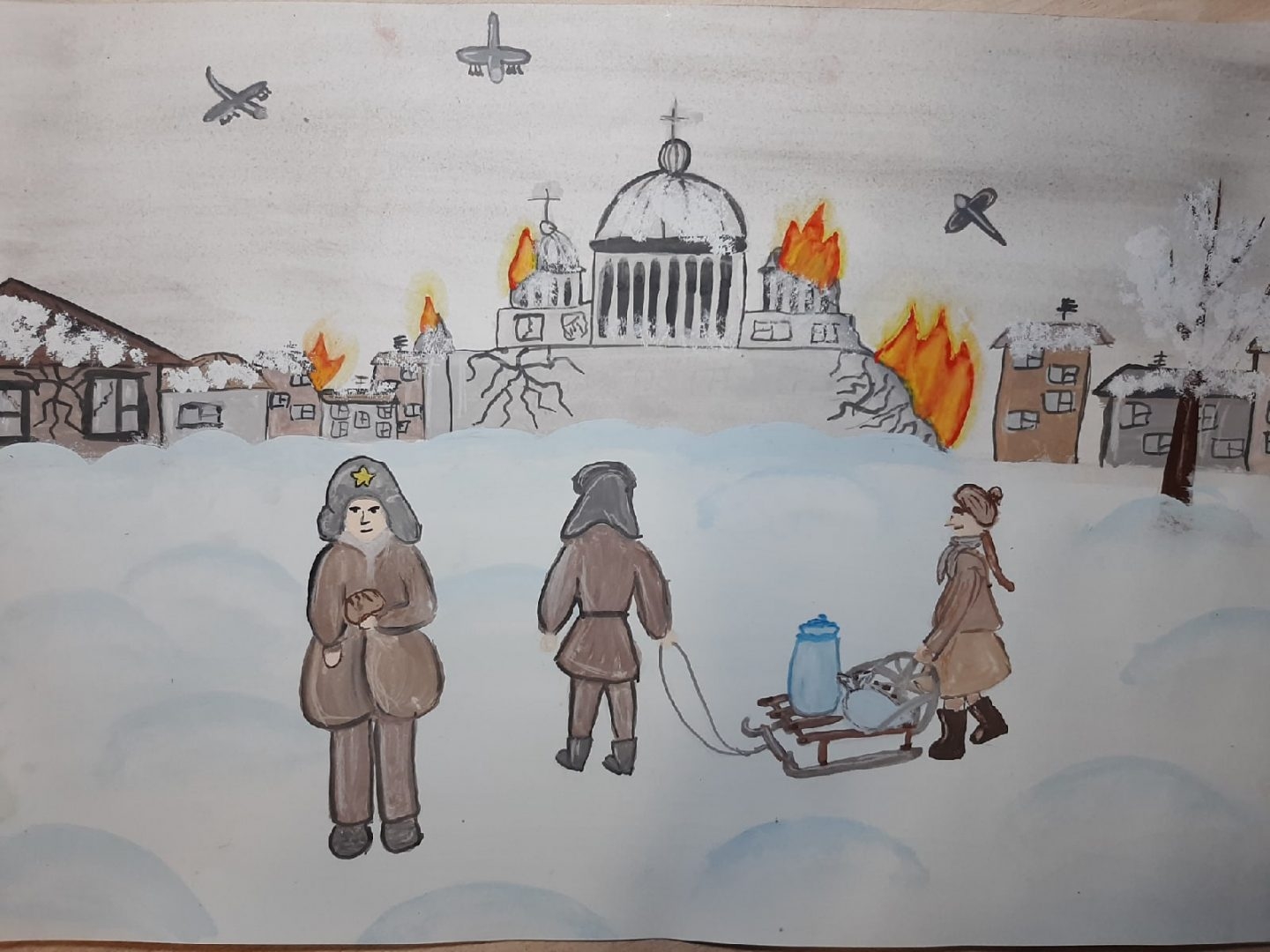 Блокада ленинграда рисунок детский рисунок