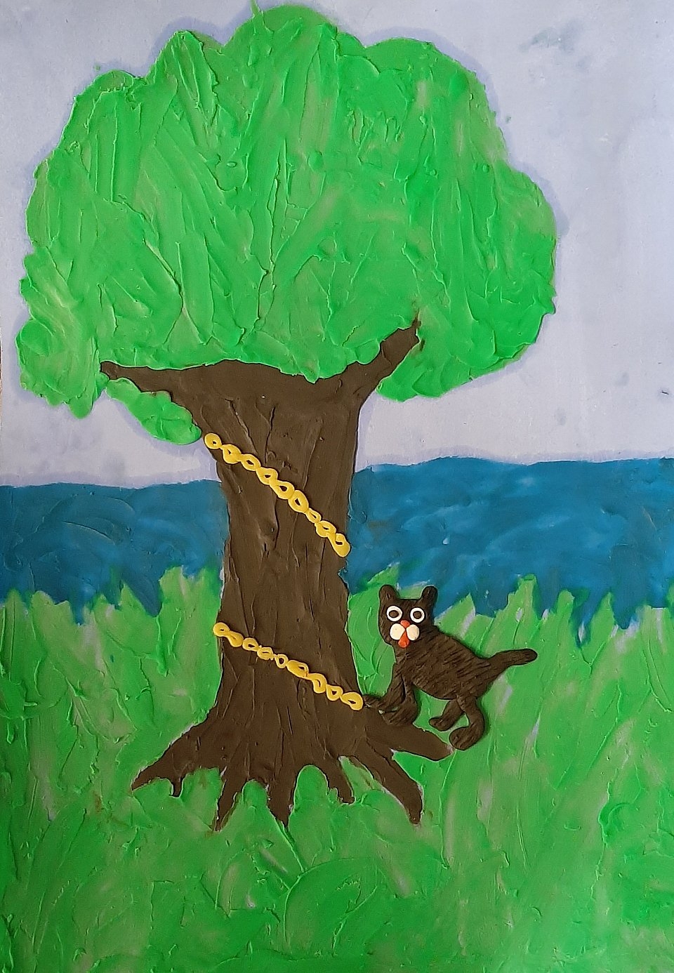 Рисунок к стиху у лукоморья дуб зеленый раскраска