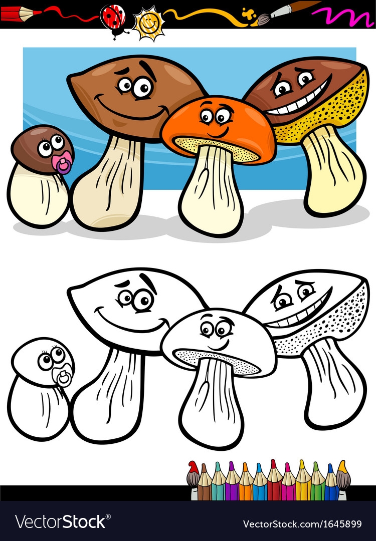 Mushrooms cartoon раскраска