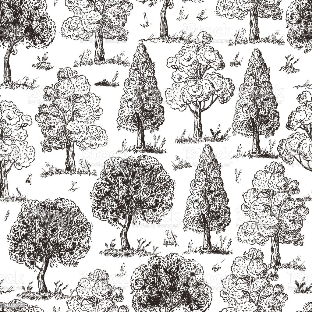 Много деревьев рисунок