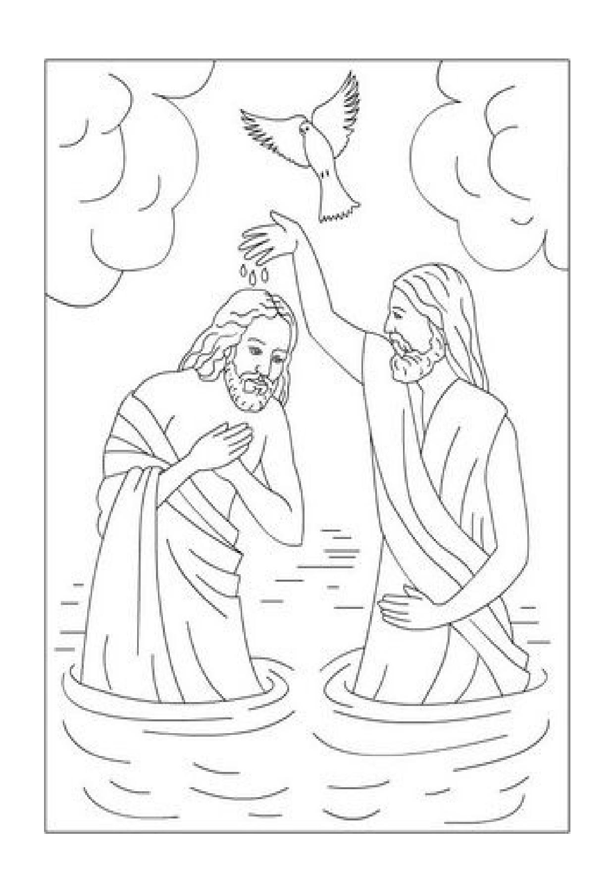 Иисус и Иоанн Креститель раскраска