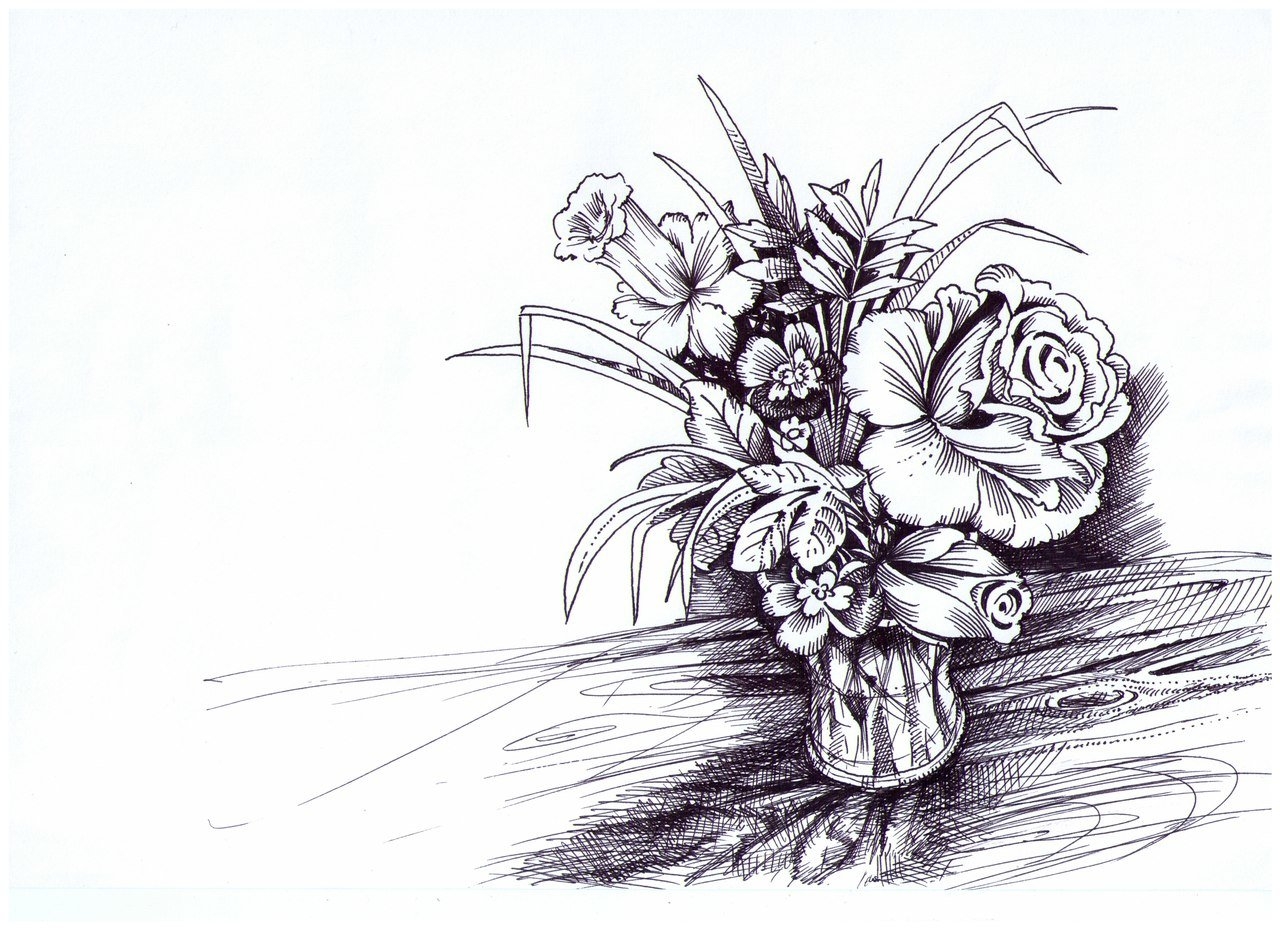 Букет роз рисунок карандашом - 56 фото