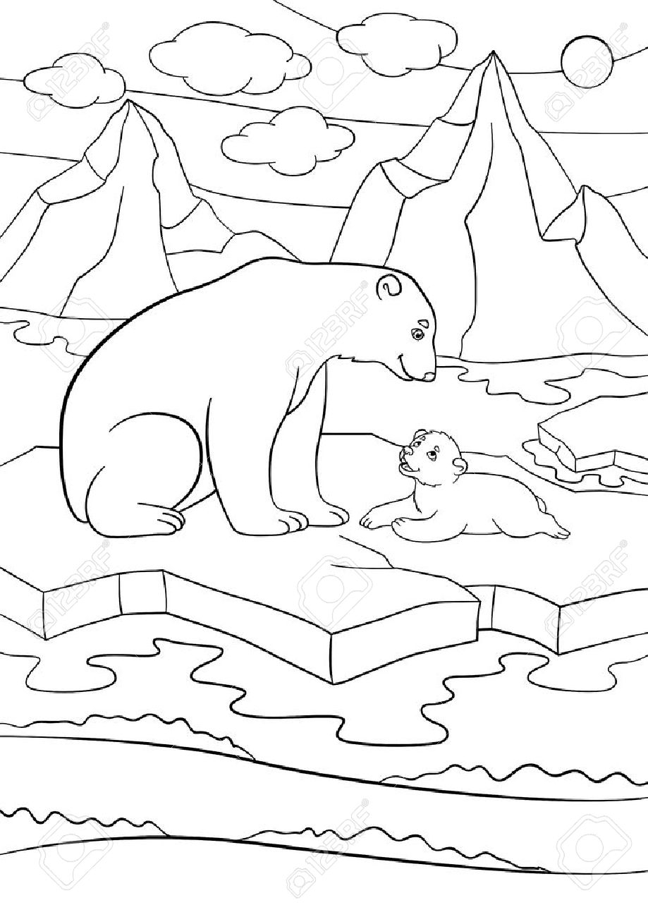 Раскраска медведь на льдине для детей