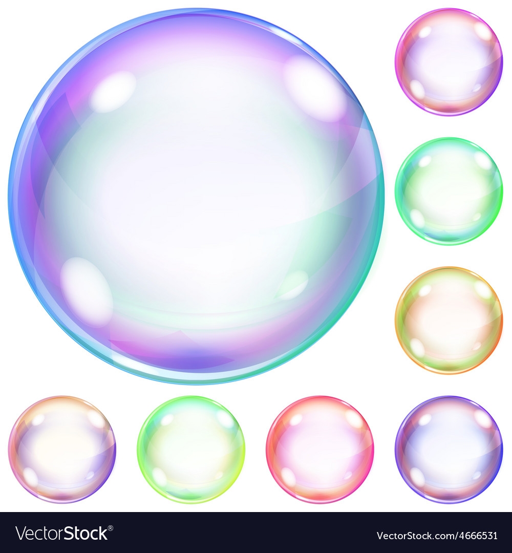 Цветные мыльные пузыри на белом фоне