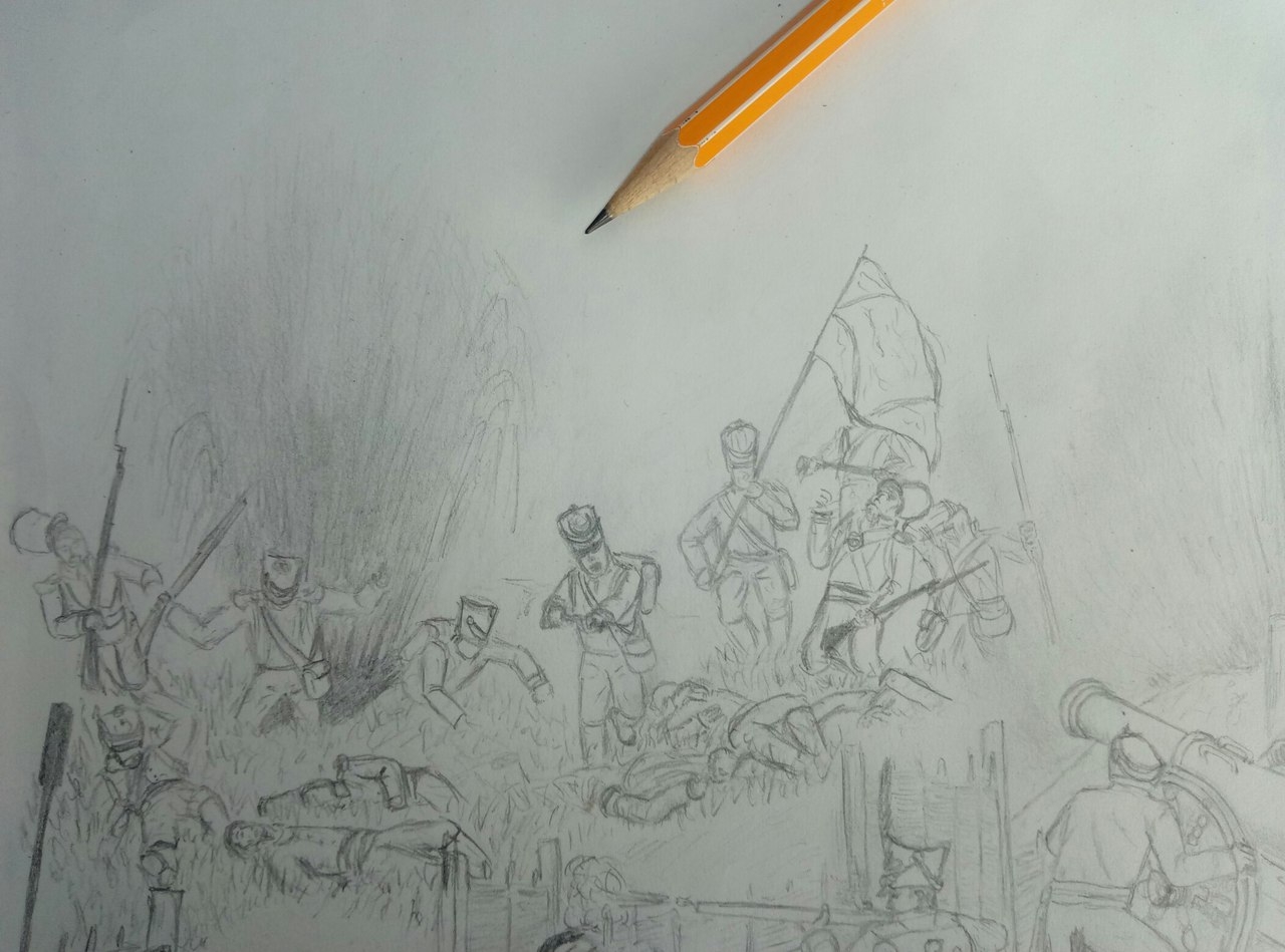 Рисовать карандашами Бородинская Бородинская сражение сражение