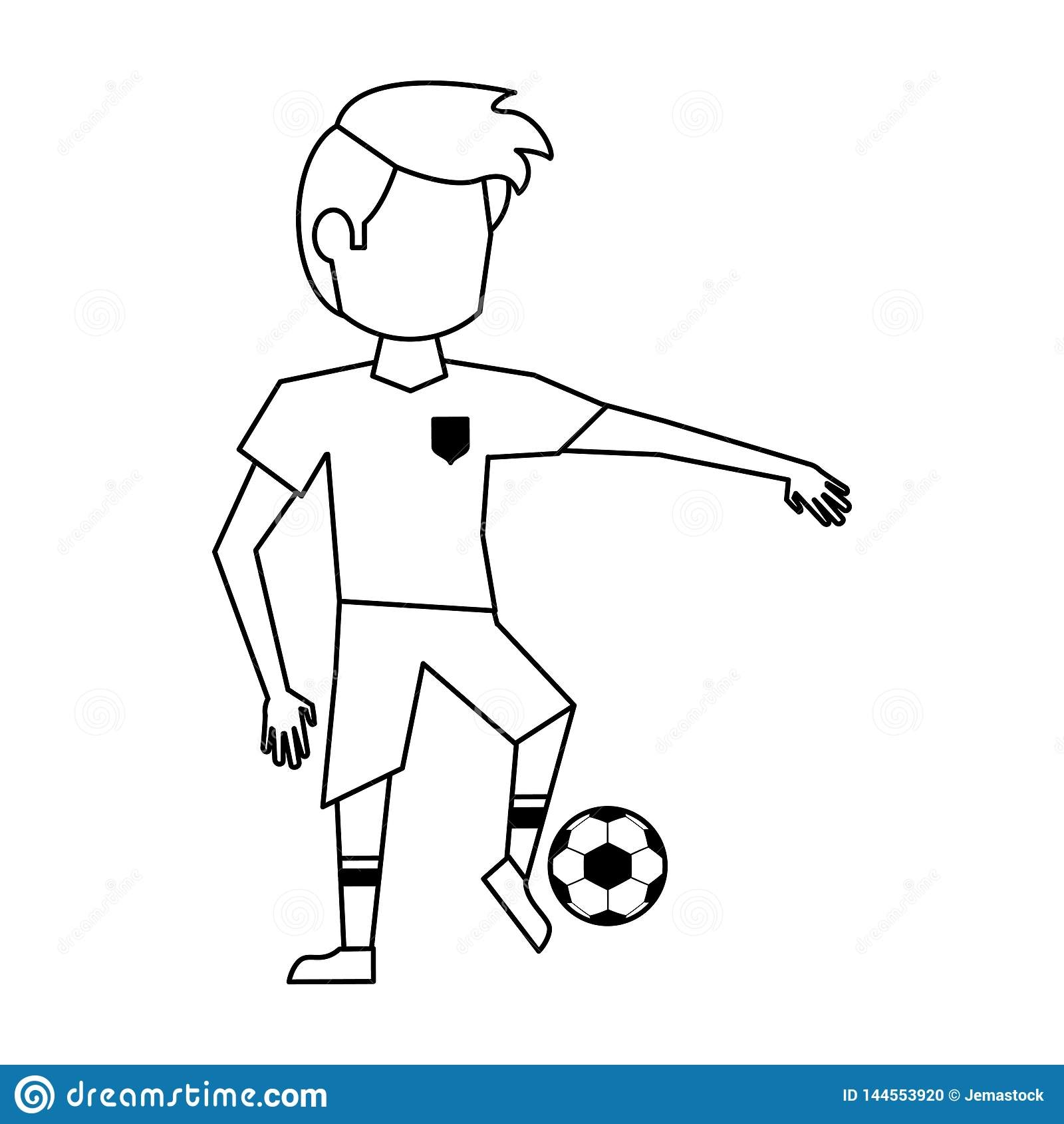 Схематично футбол игрок с мячом
