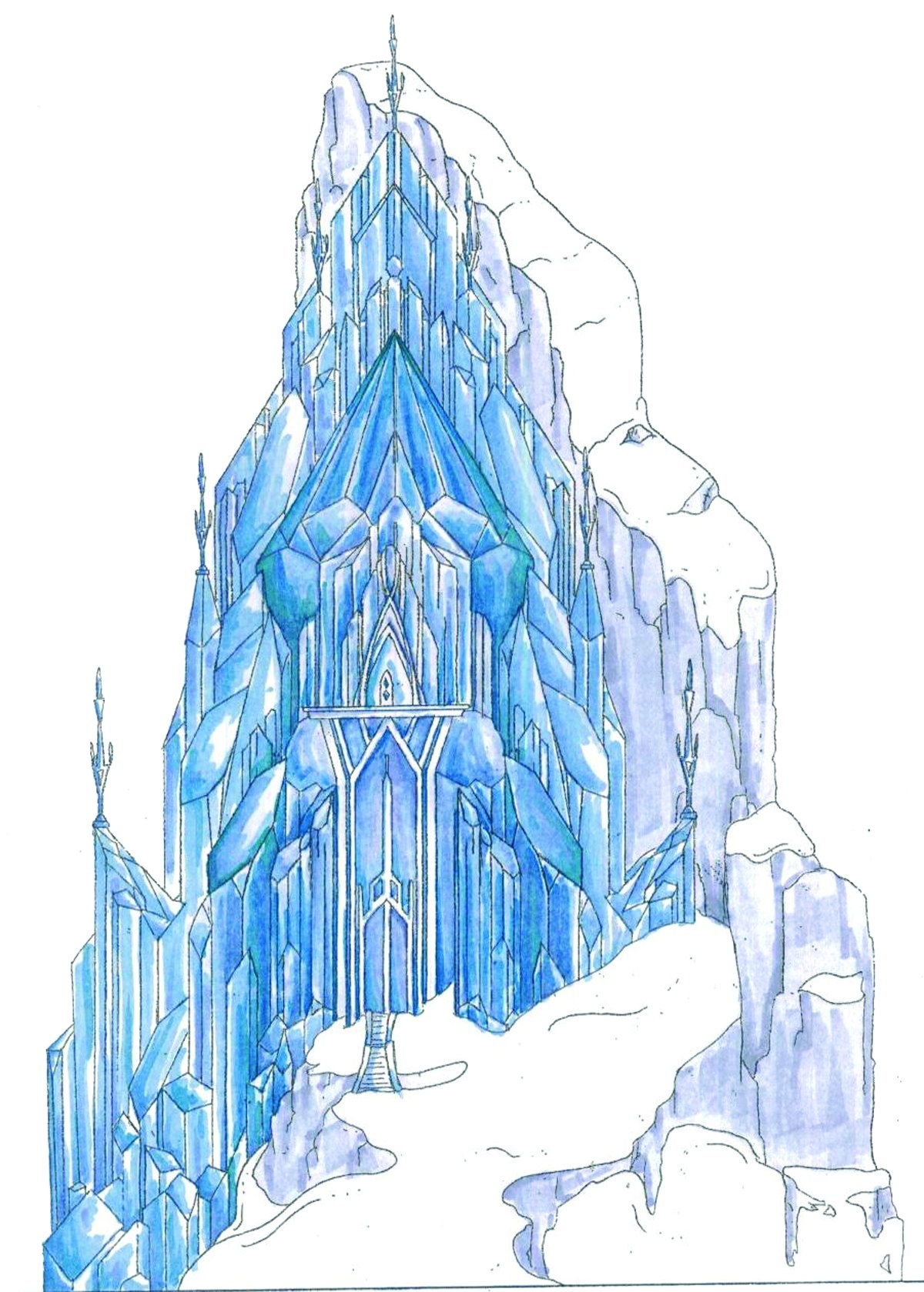 Замок снежной королевы рисунок карандашом - 48 фото