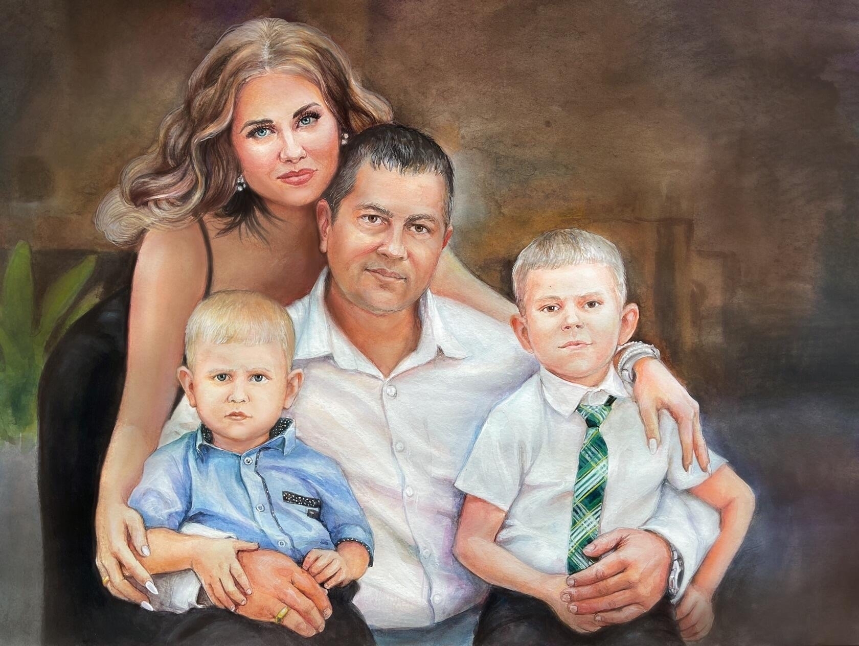 Семейный портрет в интерьере. Живопись рисунок