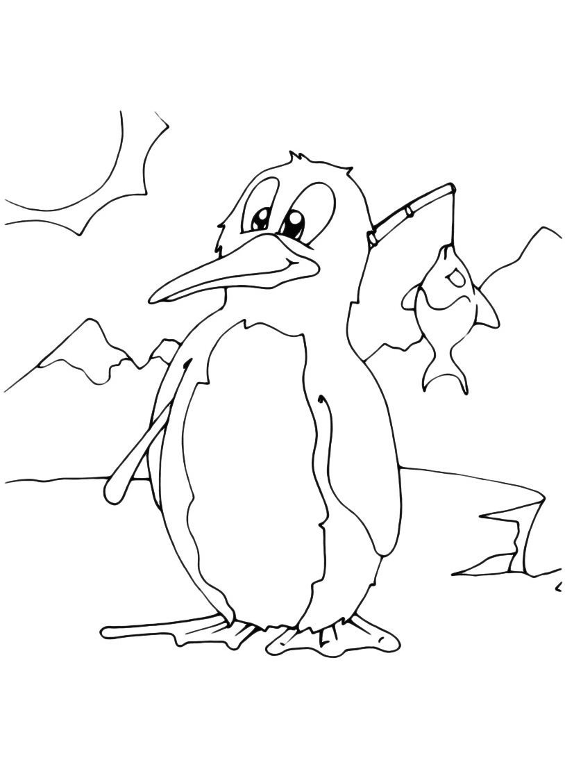 Раскраска три пингвина