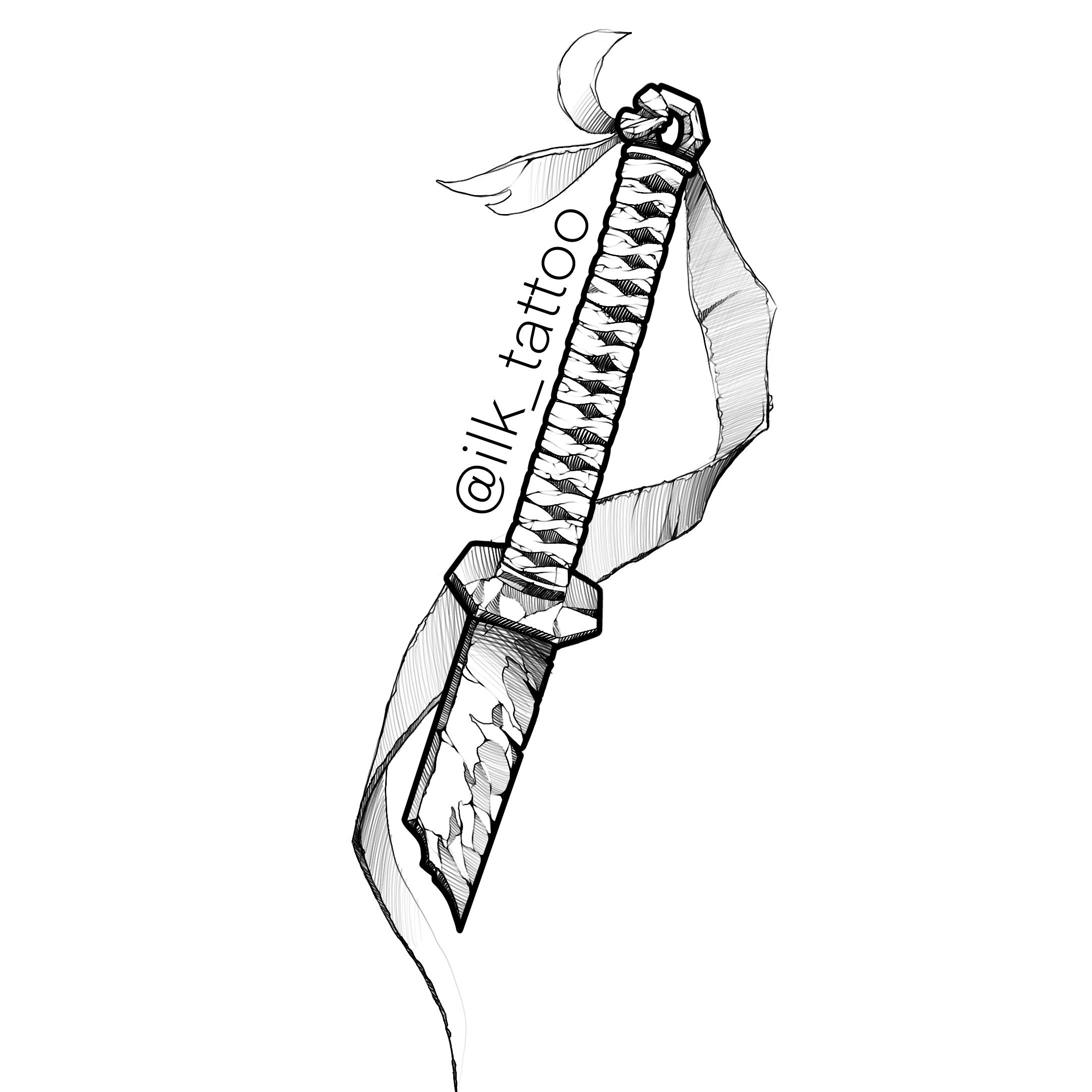 Самурайский меч тату эскиз