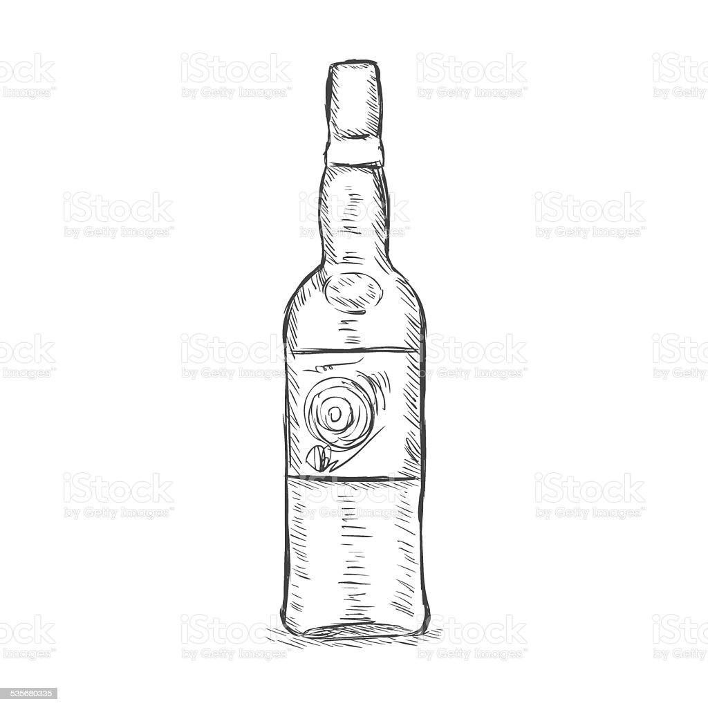 Бутылка нарисованная на белом фоне