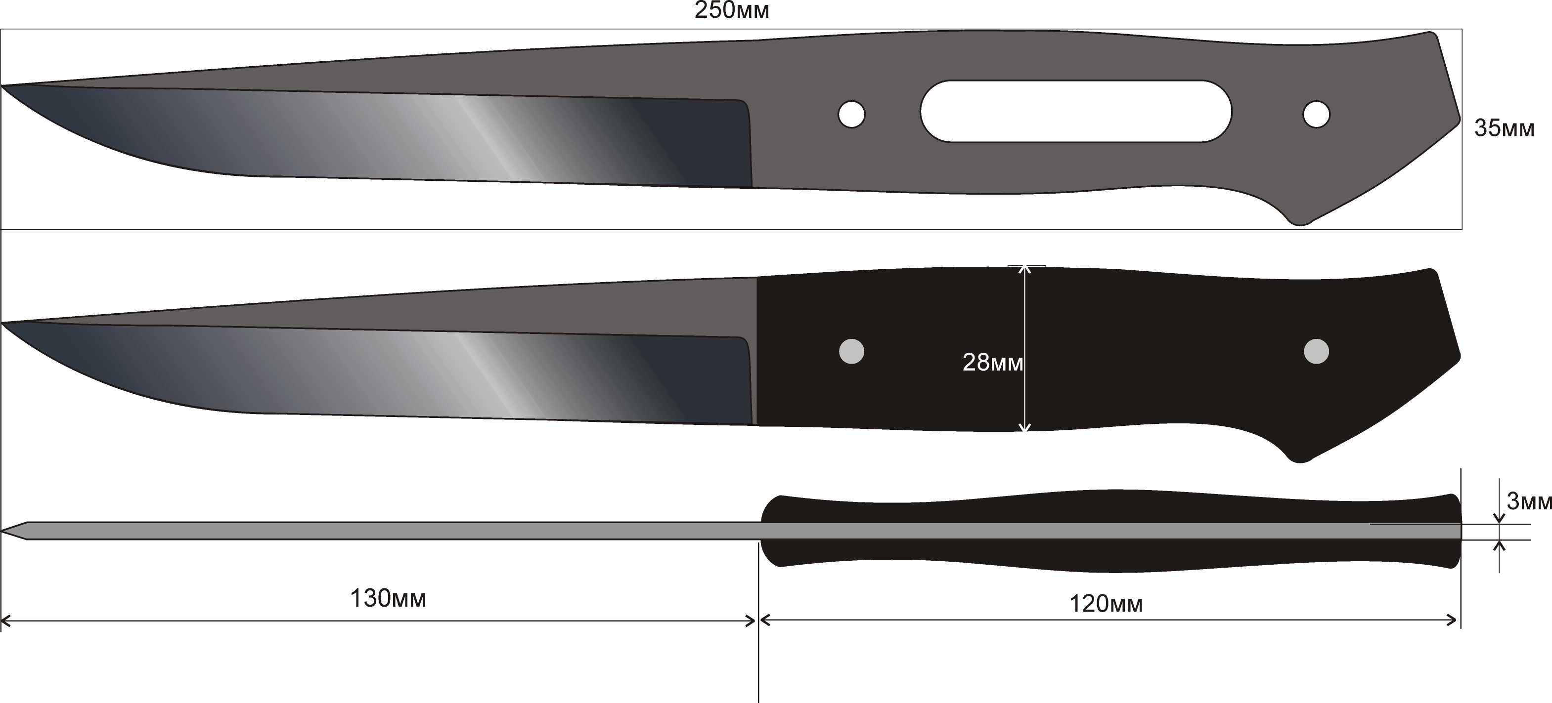 Форма кухонных ножей чертежи фото