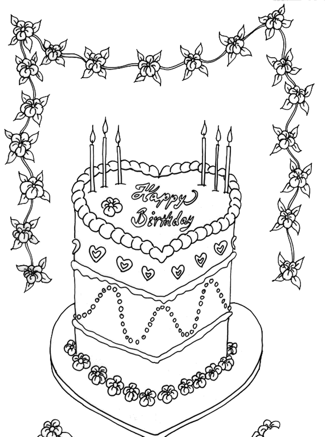 Раскраска торт 7 лет