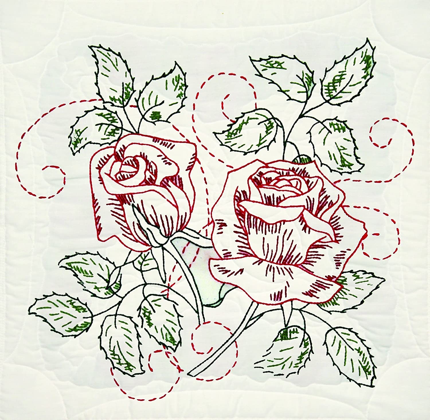 Машинная вышивка розы