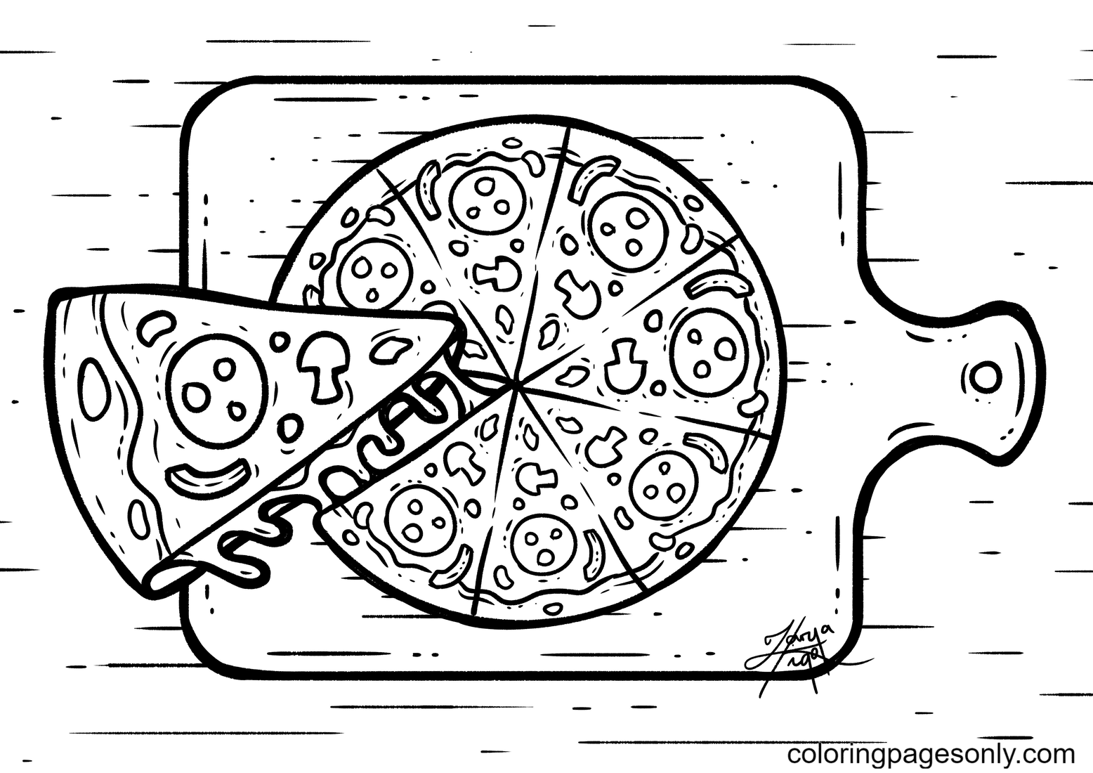 Раскраска кусок пиццы - 41 фото