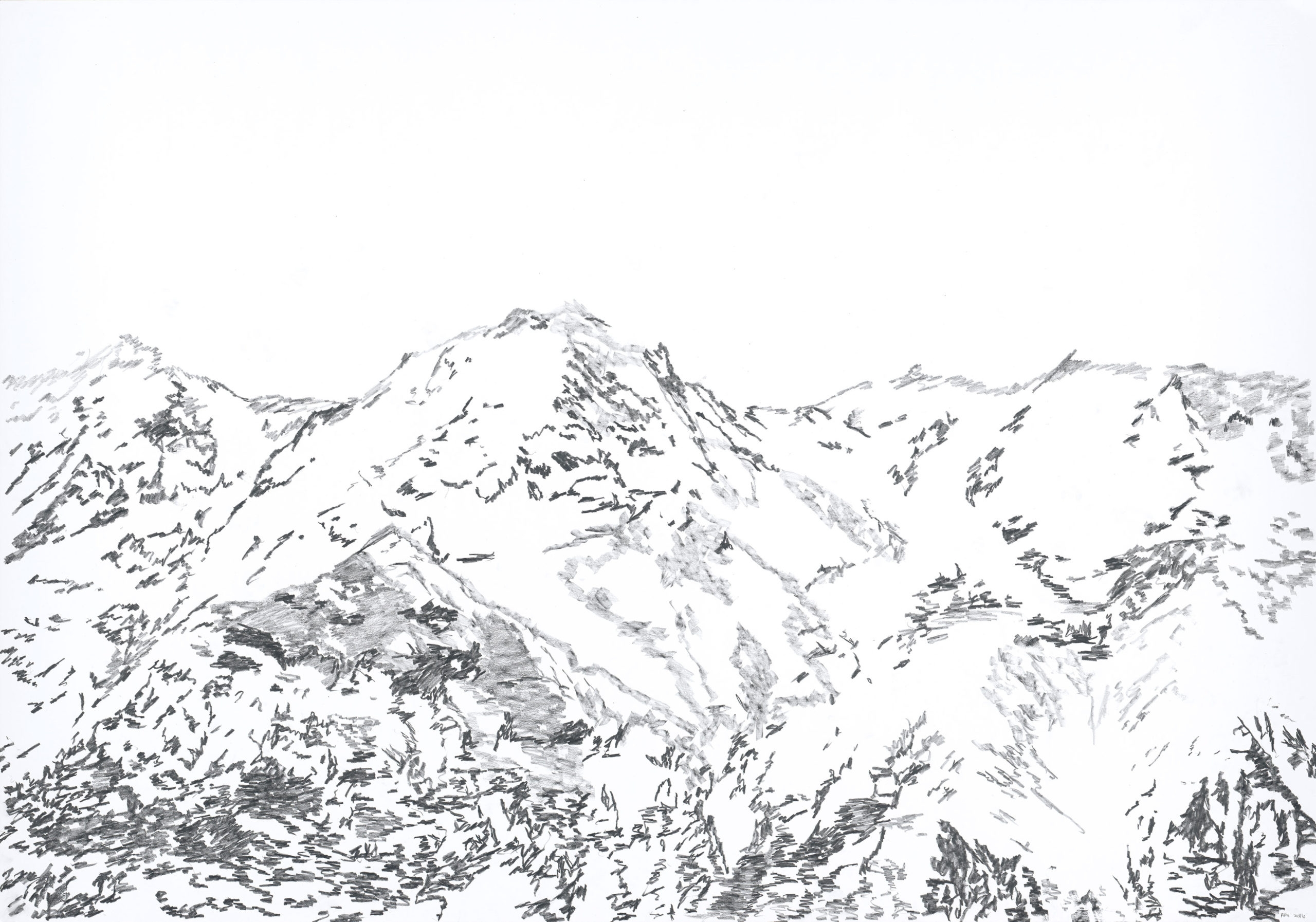 Черно-белый рисунок Альп