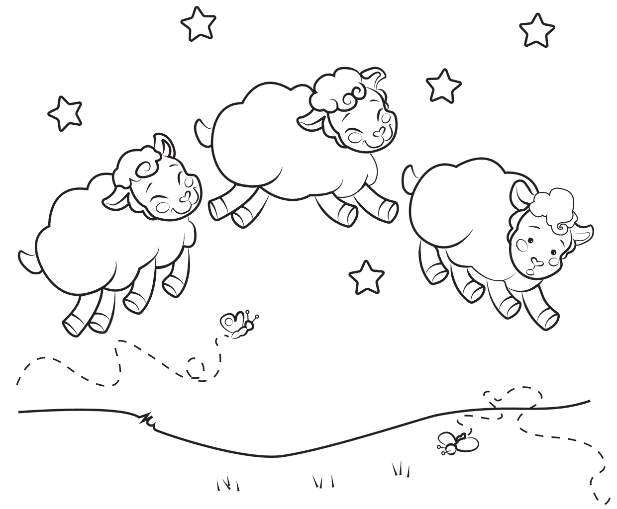 Сонные овечки раскраска