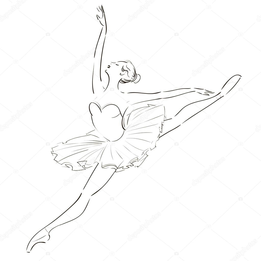 Картинки балерины для срисовки лёгкие