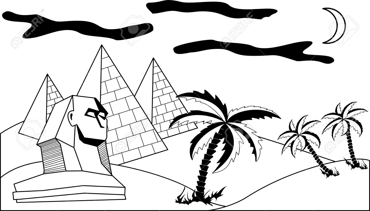 Египетские пирамиды раскраска для детей пейзаж