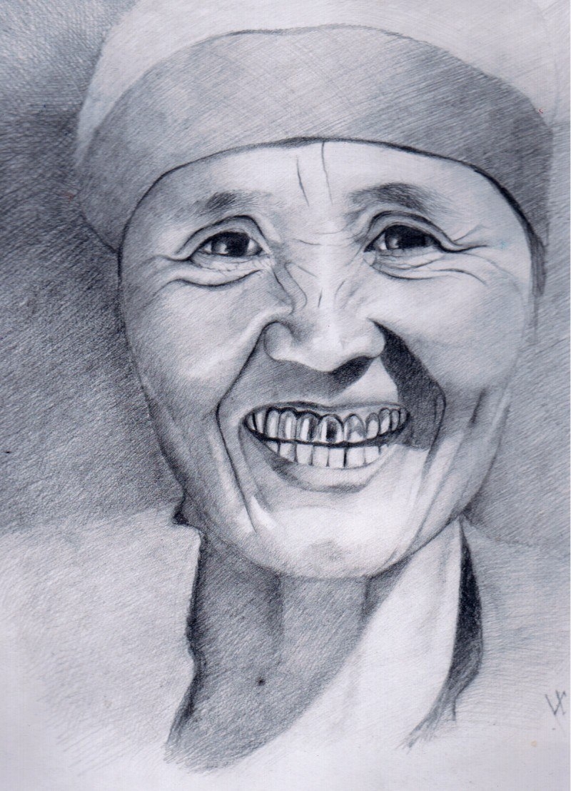 Рисунок карандашом бабушка крутая