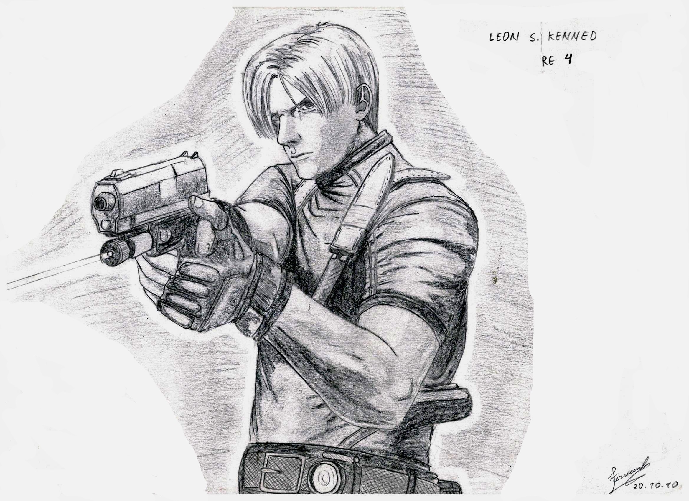 Resident Evil 4 рисунки Леона Кеннеди
