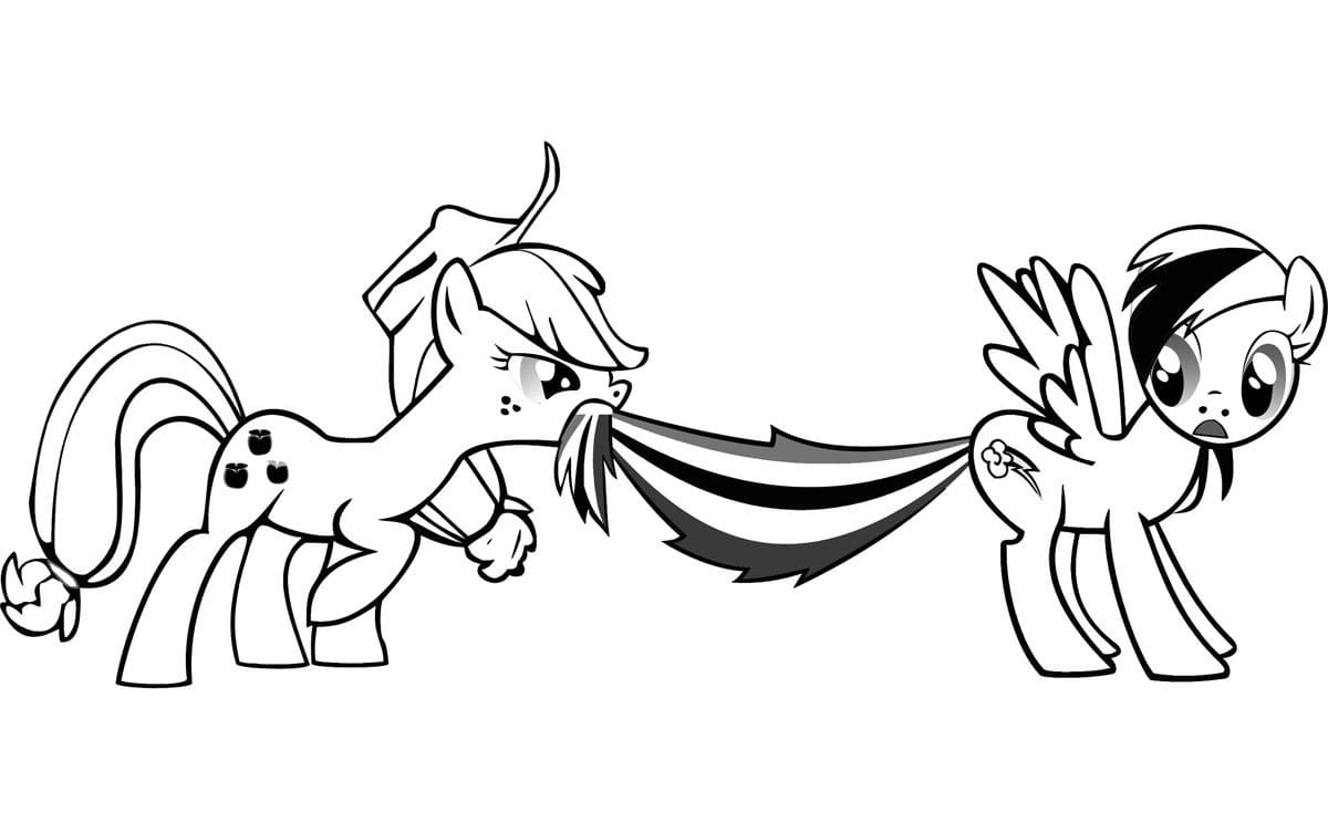 Раскраска пони Радуга Дэш и Пинки