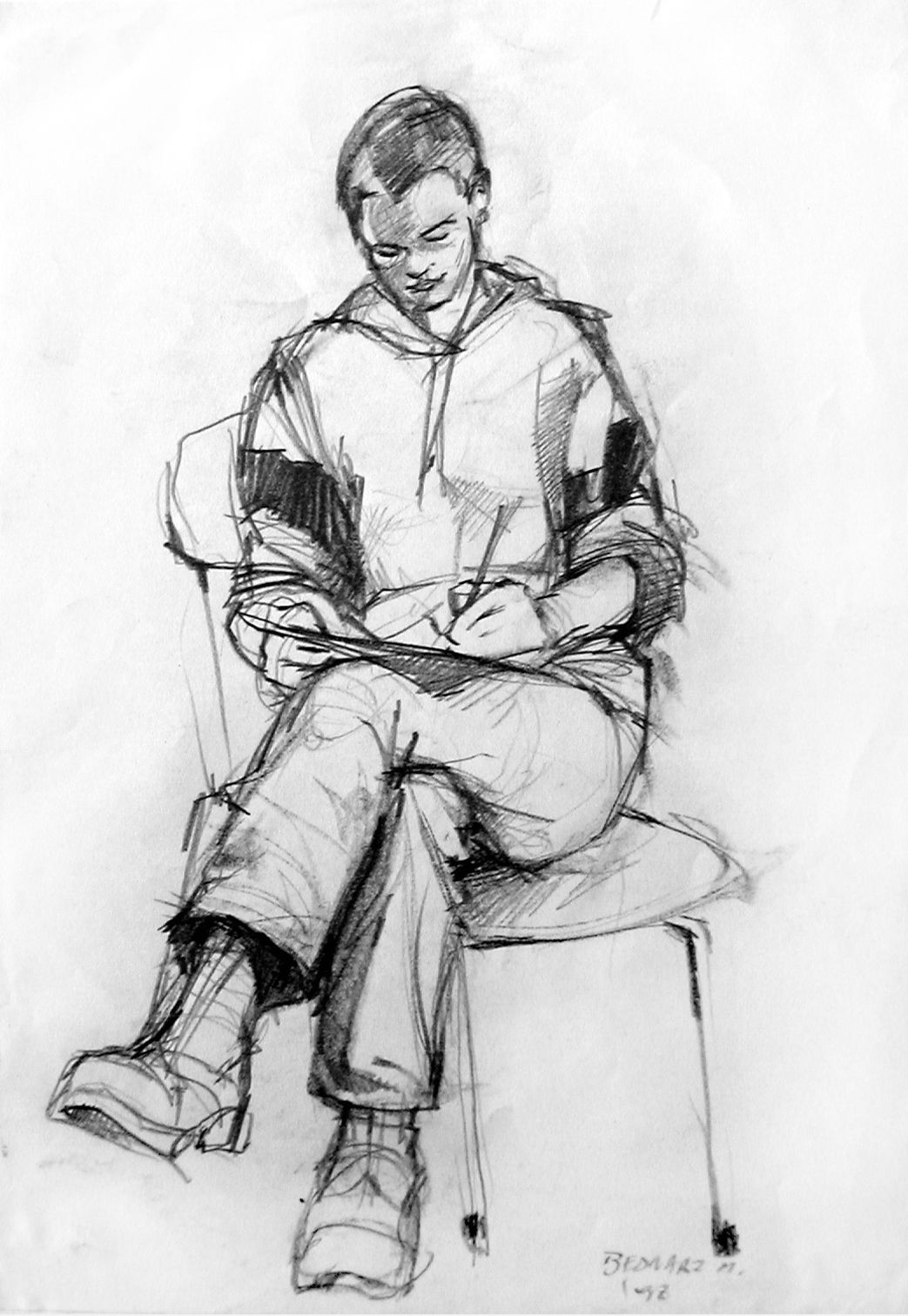 Сидящий человек рисунок карандашом - 50 фото