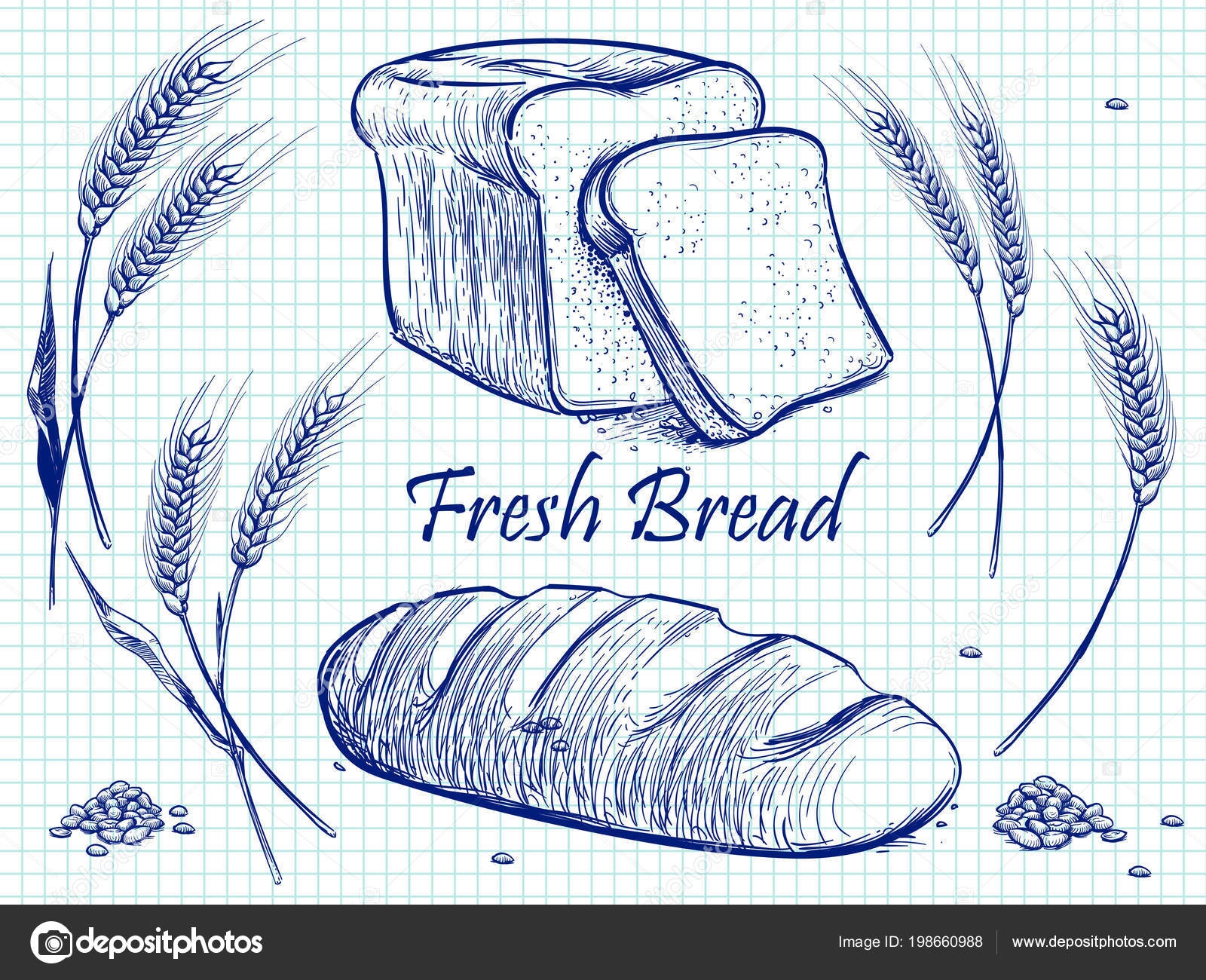 Хлеб карандаш эскиз