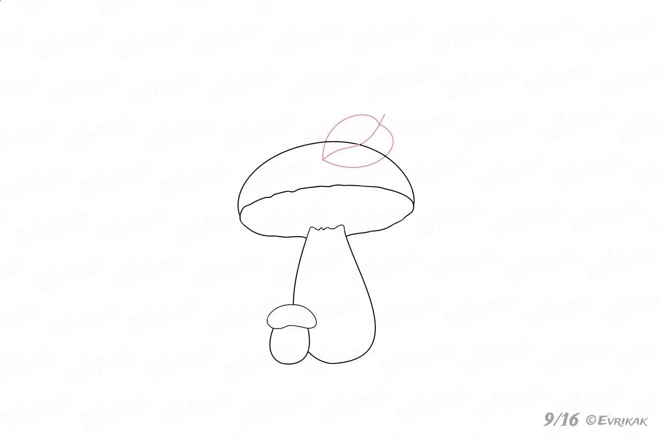 Маленький гриб карандашом