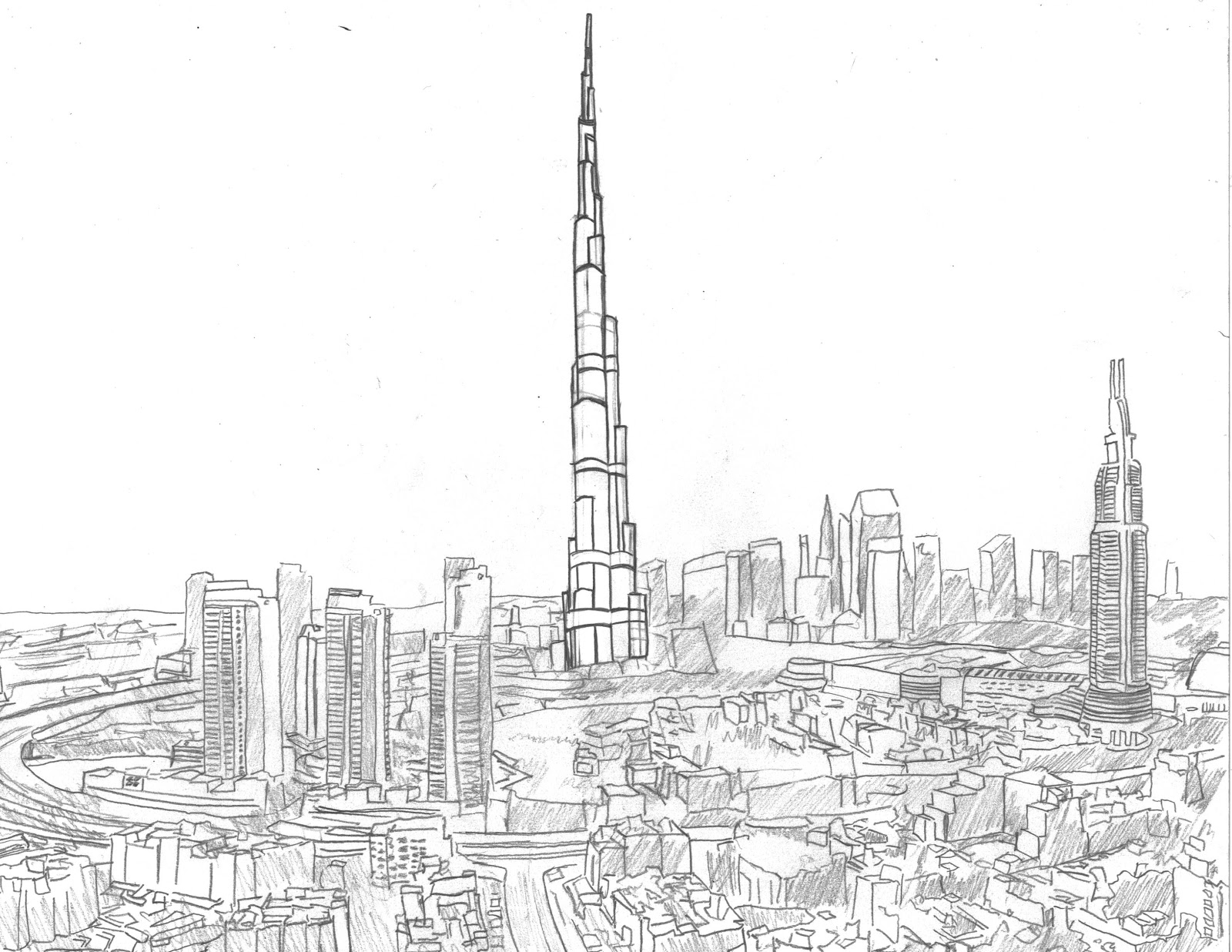 Бурдж-Халифа Дубай нарисовать