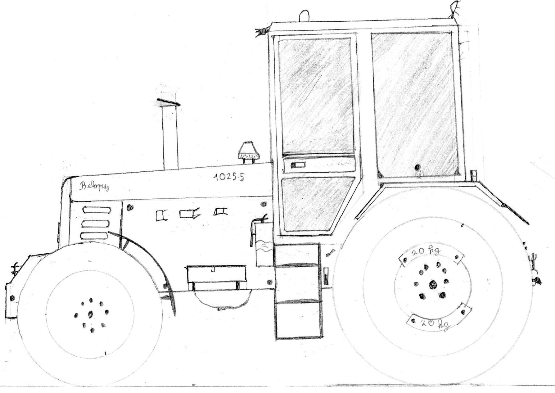 Нарисовать трактор МТЗ 82 Беларус легка