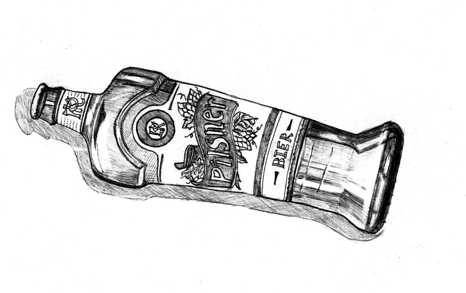 Бутылка рисунок карандашом - 49 фото