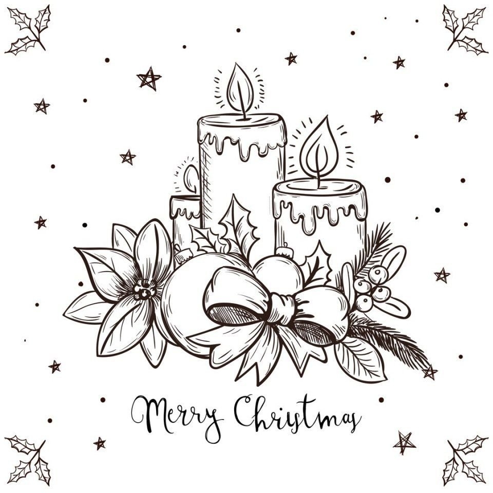 Рисунки рождественских открыток для детей