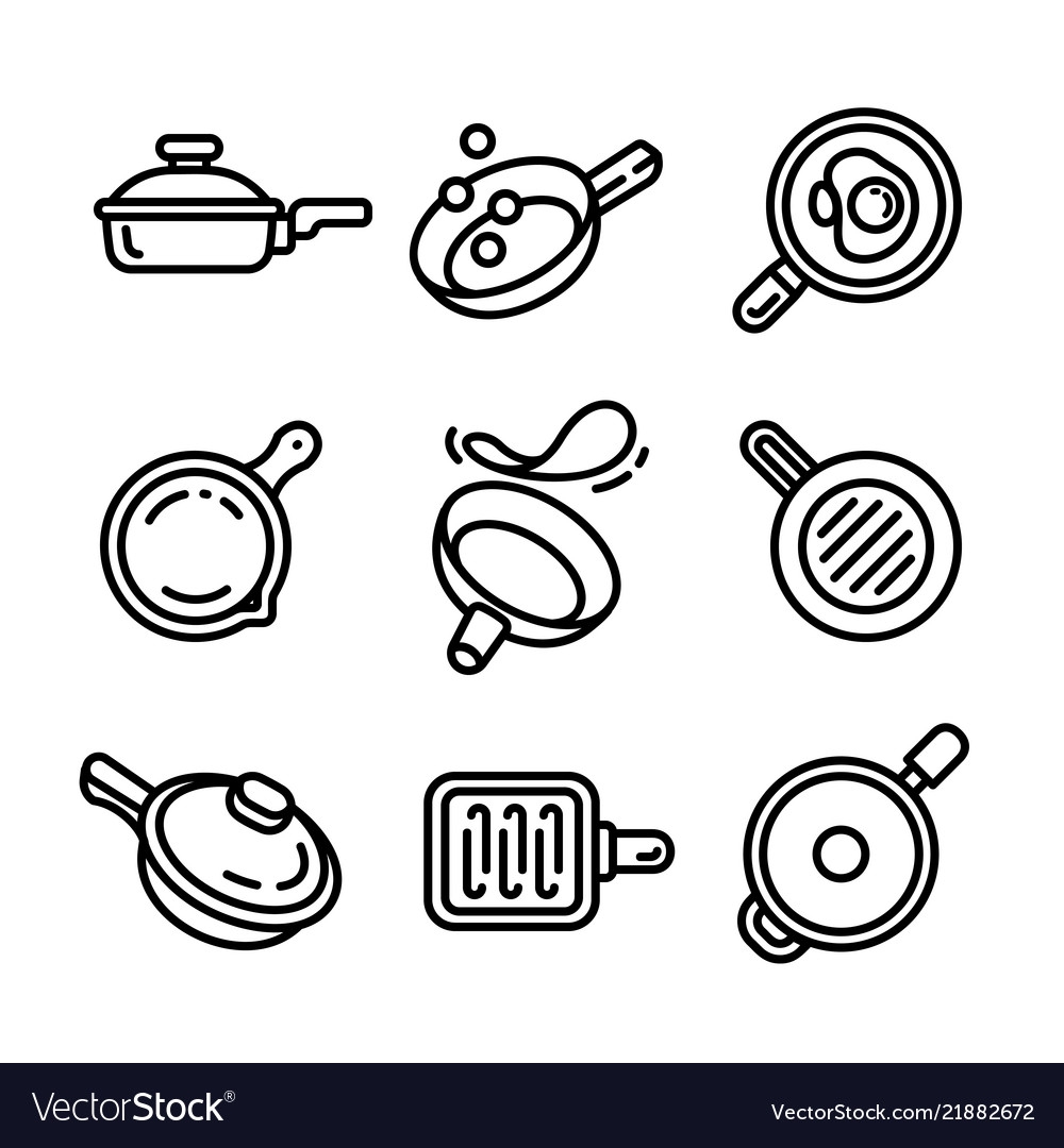 Сковородки векторные изображения иконки