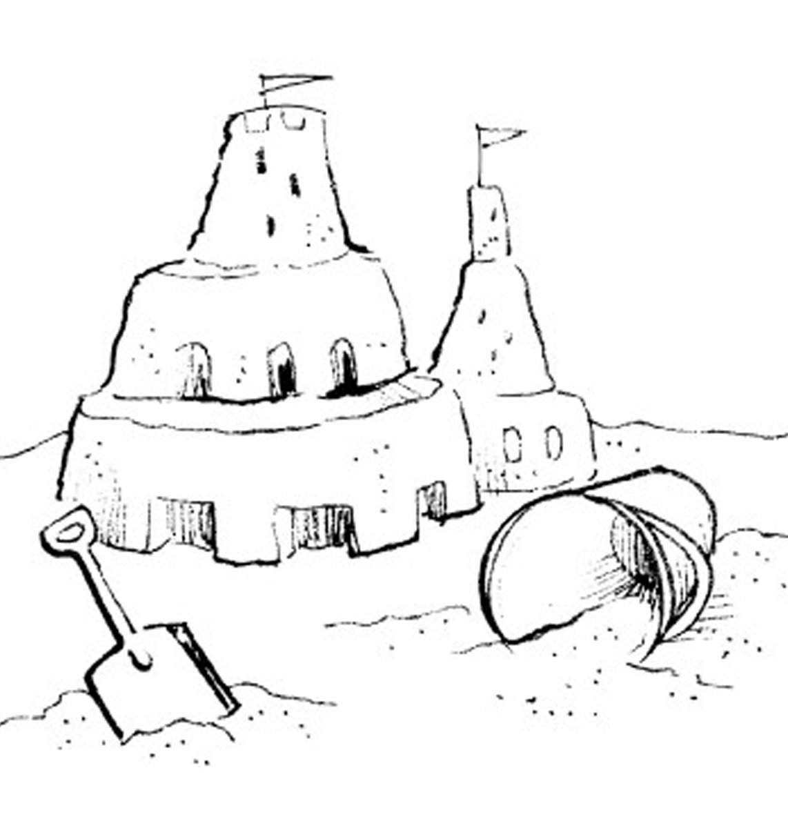 Рисование песочных замков в детском