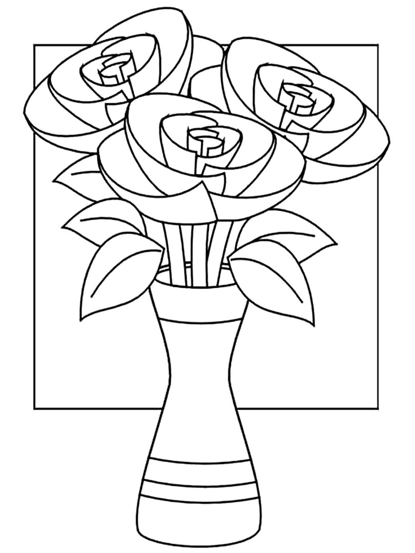Раскраска Ваза с тюльпанами