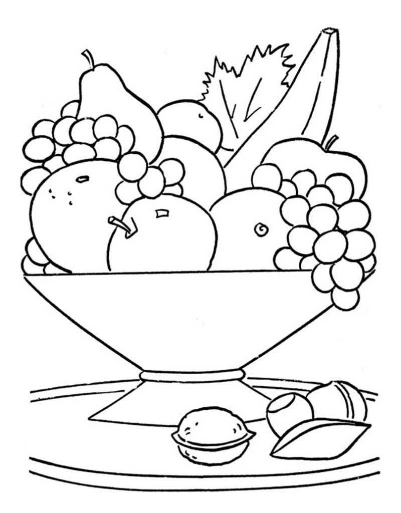 Раскраска натюрморт с фруктами