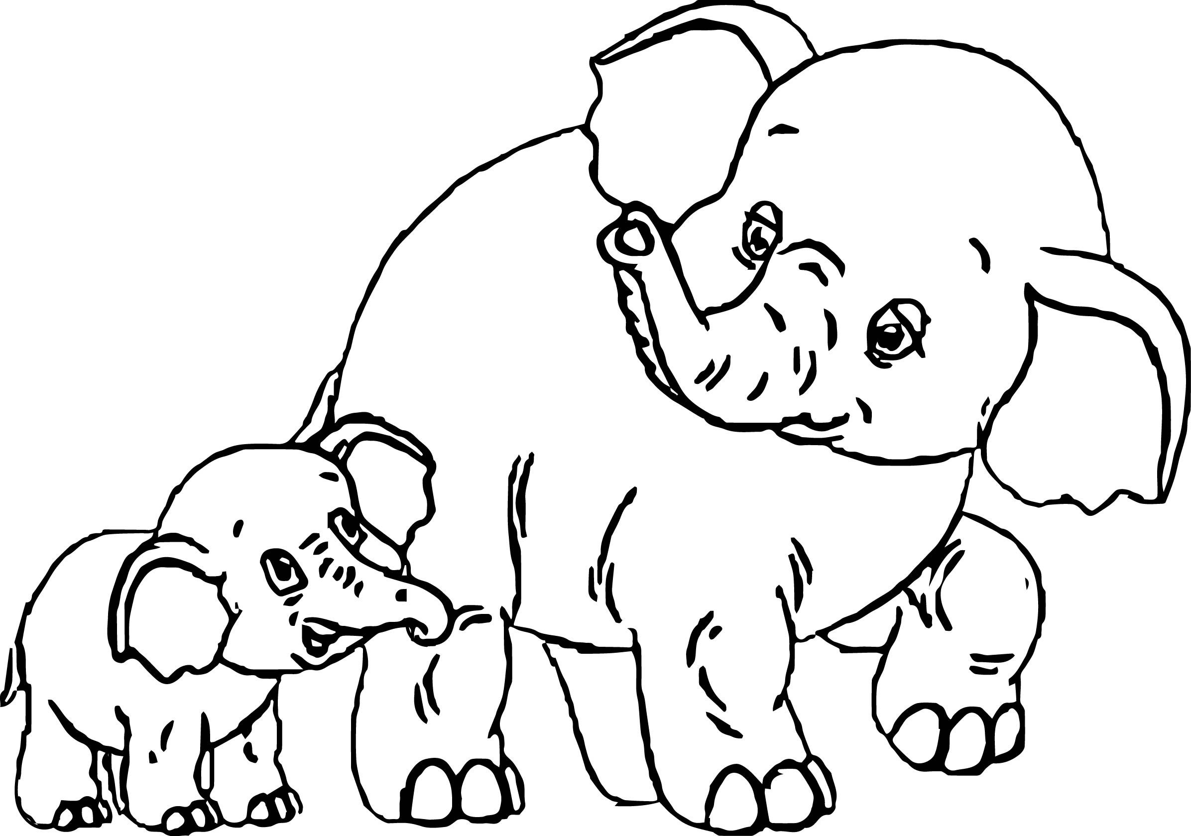 Раскраска Слоненок с мамой