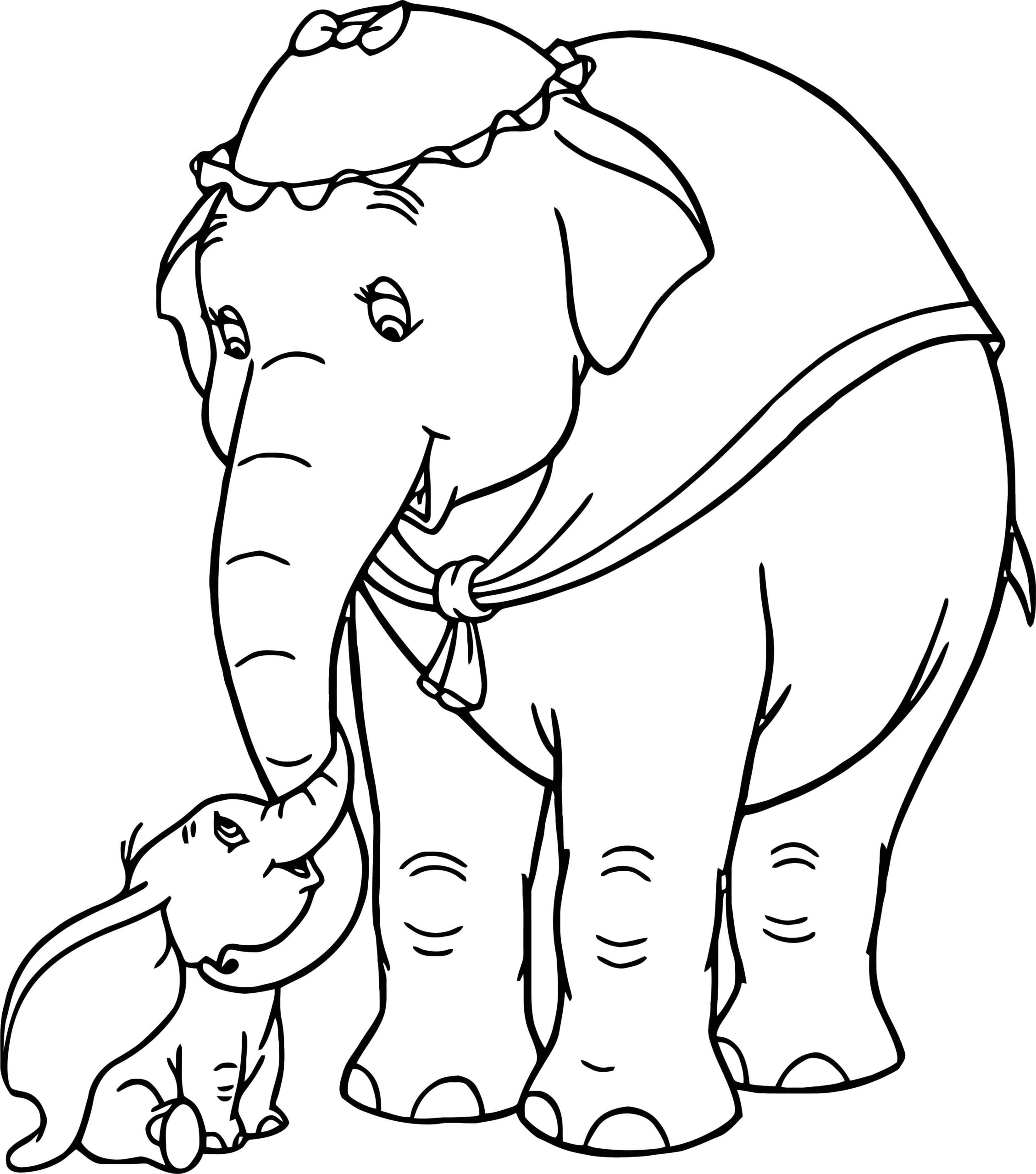 Раскраска мама слон и Слоненок