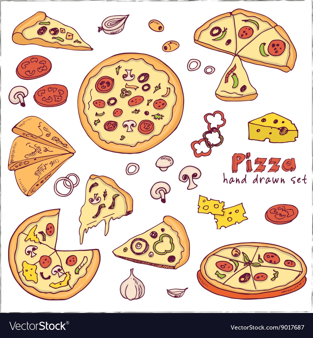Рисунок пиццы легкий и красивый