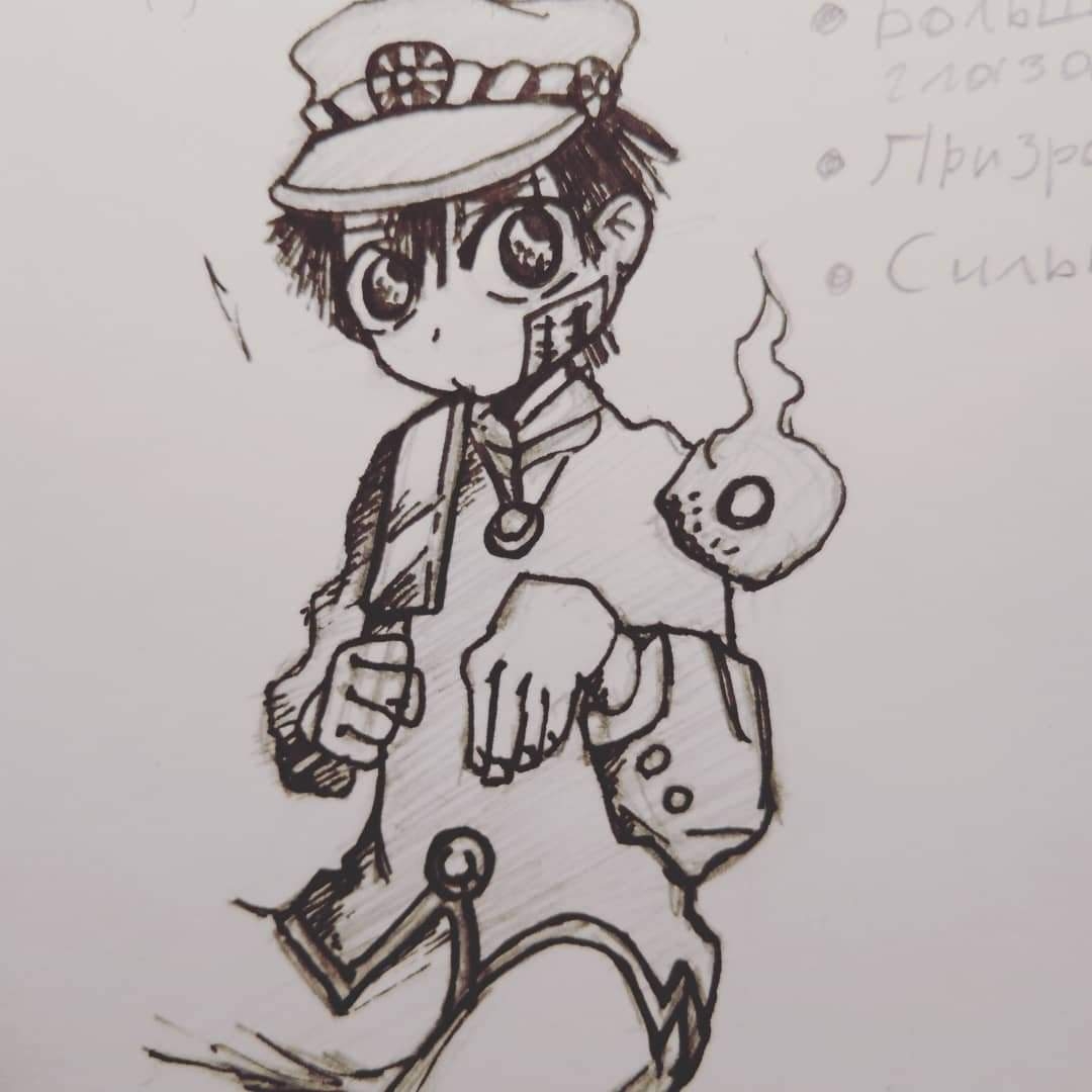 Аниме рисунки карандашом Ханако туалетный мальчик